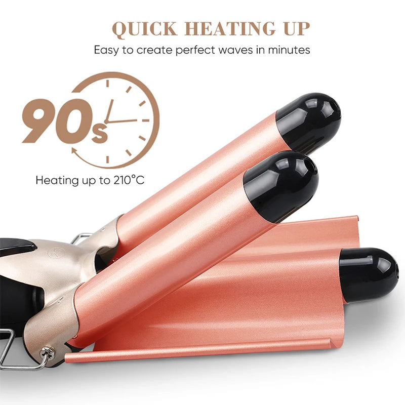 Profesionalni trostruki turmalinski keramički uvijač – alat za oblikovanje prirodnih “beach waves” valova