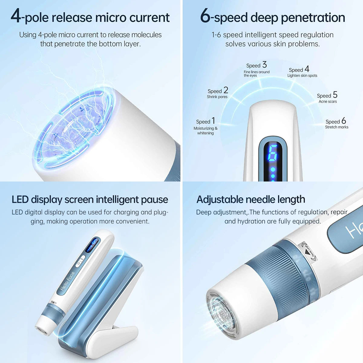 Hello Face H5 Derma pen Original Professional Derma Pen 2 in 1 EMS Automatic Microneedling pen
