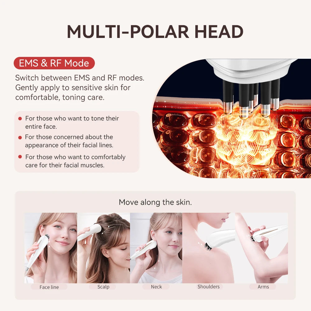 ANLAN RF i EMS masažer za lice – uređaj s dvostrukom glavom za zatezanje kože i njegu lica