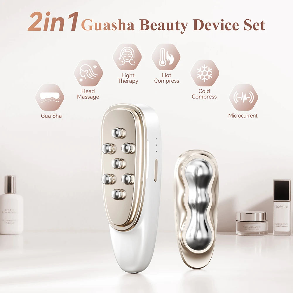 ANLAN 2 in 1 Guasha Beauty Device Set Facial Removal Swelling Wrinkle Dual-frequency EMS Skincare Hot Cold Body Guasha Massager